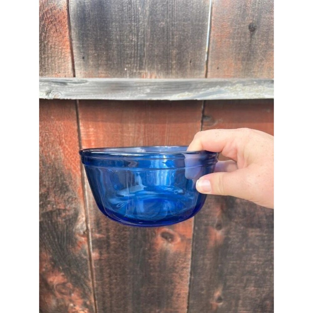 Vintage Anchor Hocking Cobalt Blue Glass Mixing Bowl 1 Qt Ovenware USA 1056